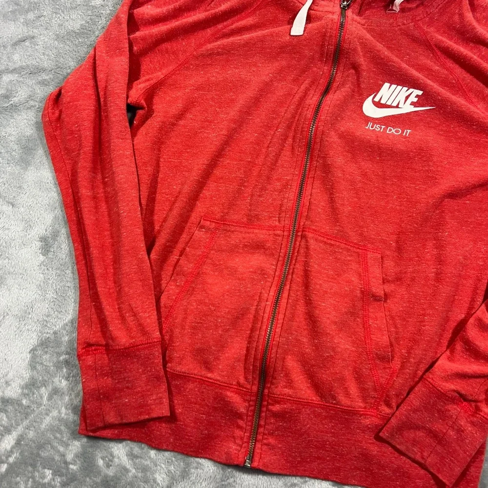 NIKE Full Zip Hoodie Womens Size M Red Gym Vintage Heathered Lightweight Gym